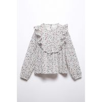 Bluza cu model floral si volane Louisa