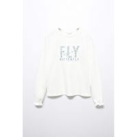 Bluza de bumbac cu broderie text