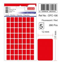 Etichete Autoadezive Color, 12 X 17 Mm, 280 Buc/set, Tanex - Rosu Fluorescent