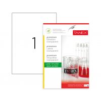 Etichete Transparente Autoadezive, 1/a4, 210 X 297mm, 25 Coli/top, Tanex - Colturi Drepte