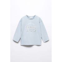 Bluza cu maneci cazute si imprimeu text Like