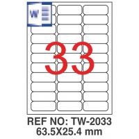 Etichete Albe Autoadezive, Repozitionabile, 33/a4, 63.5 X 25.4mm, 25 Coli/top, Tanex-colturi Rotunji