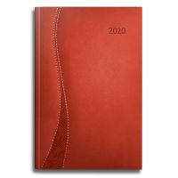 Agenda Datata Delta Ro A5, 352 Pagini, Coperta Din Piele Sintetica, Culoare Rosu, Margini Aurii, 2020