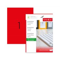 Etichete Color Autoadezive, 1/a4, 210 X 297mm, 25 Coli/top, Tanex - Rosu Fluorescent