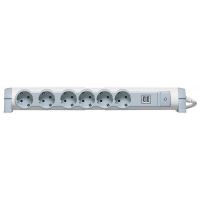Bloc multipriza mobil Orizontal 6 prize 2P+T 2 USB cu cablu 1.5m alb-gri