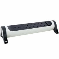 Bloc Multipriza Mobil Premium Rotativ 4x2P+T cu Intrerupator alb-negru