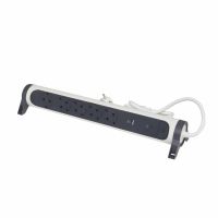 Bloc Multipriza Mobil Premium Rotativ 5x2P+T SPD-Supratensiune USB A+C si intrerupator 1,5m alb-negru