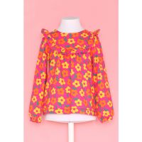 Bluza cu model floral si volane