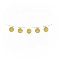 Ghirlanda cu 10 LED-uri, decor glob bumbac, auriu, Home CBL 10/GD, alimentare baterii