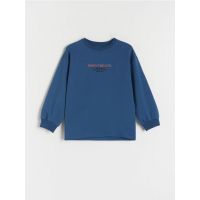 Tricou oversized cu maneca lunga, cu inscriptii - verde-metalizat