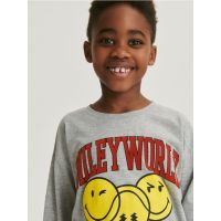 Tricou oversized SmileyWorldŽ, cu maneca lunga - gri deschis