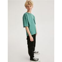 Pantaloni cargo din jerseu - negru