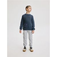 Pantaloni tip Cargo din molton - gri deschis