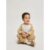 Tricou cu maneca lunga, din bumbac - crem