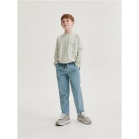 Pantaloni chino cu efect prespalat - albastru-deschis