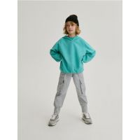 Pantaloni jogger cargo din stofa - gri deschis