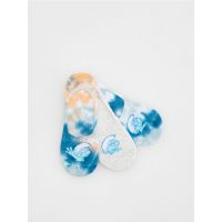 Set de 3 perechi de sosete tip talpici The Smurfs - albastru-pal