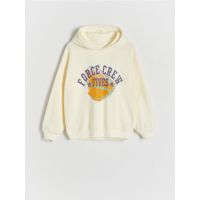 Bluza sport oversized cu imprimeu - galben-deschis
