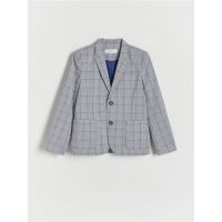 Sacou elegant in carouri - Albastru metalizat