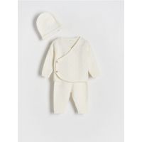 BABIES` SWEATER, TROUSERS & CAP - crem