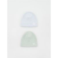 Set de 2 caciuli beanie din bumbac - verde-pal