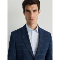 Blazer slim fit in carouri - bleumarin
