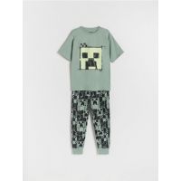 Pijama din doua piese Minecraft - verde-pal