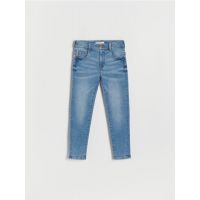Blugi slim cu efect prespalat - albastru