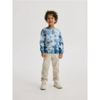 Tricou oversized cu maneca lunga - Albastru metalizat
