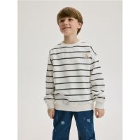 Bluza sport cu dungi - crem