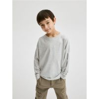 Tricou oversized cu maneca lunga - gri deschis