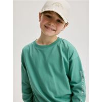 Tricou oversized cu maneca lunga - albastru-verzui