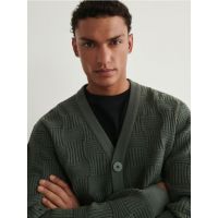 Cardigan cu impletitura grosiera - verde