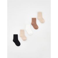 Set de 5 perechi de sosete cu continut ridicat de bumbac - bej