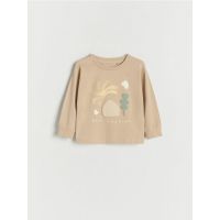 Tricou oversized cu maneca lunga - bej