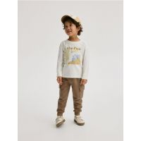 Tricou cu maneca lunga si aplicatie - crem