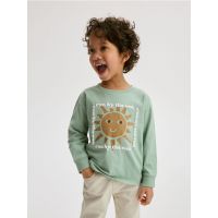 Tricou cu maneca lunga si aplicatie - verde-pal