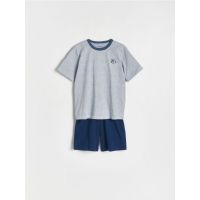 Pijama din doua piese cu broderie - bleumarin