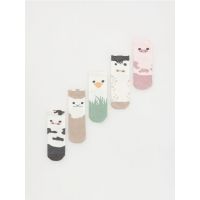 Set de 5 perechi de sosete cu continut ridicat de bumbac - bej