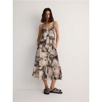 Rochie maxi cu imprimeu - cacao-cu-lapte