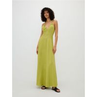 Rochie maxi cu continut ridicat de viscoza - verde-galbui