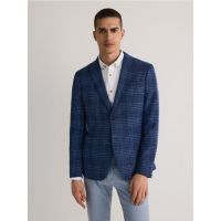 Blazer slim fit in carouri - bleumarin