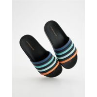 Slapi cu barete multicolore - negru