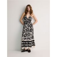 Rochie maxi cu continut ridicat de viscoza - bej