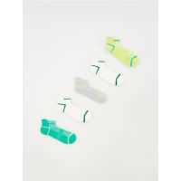 Set de 5 perechi de sosete cu continut ridicat de bumbac - verde-galbui