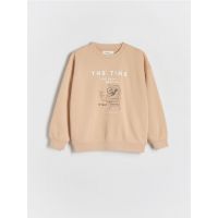 Bluza sport oversized cu imprimeu - bej