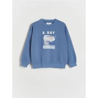 Bluza sport oversized cu imprimeu - albastru