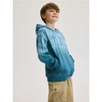 Hanorac oversized, din bumbac - turcoaz-inchis