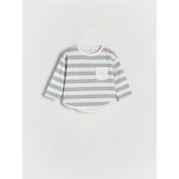 Tricou oversized in dungi, cu maneca lunga - alb