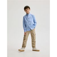 Pantaloni cargo cu efect prespalat - bej